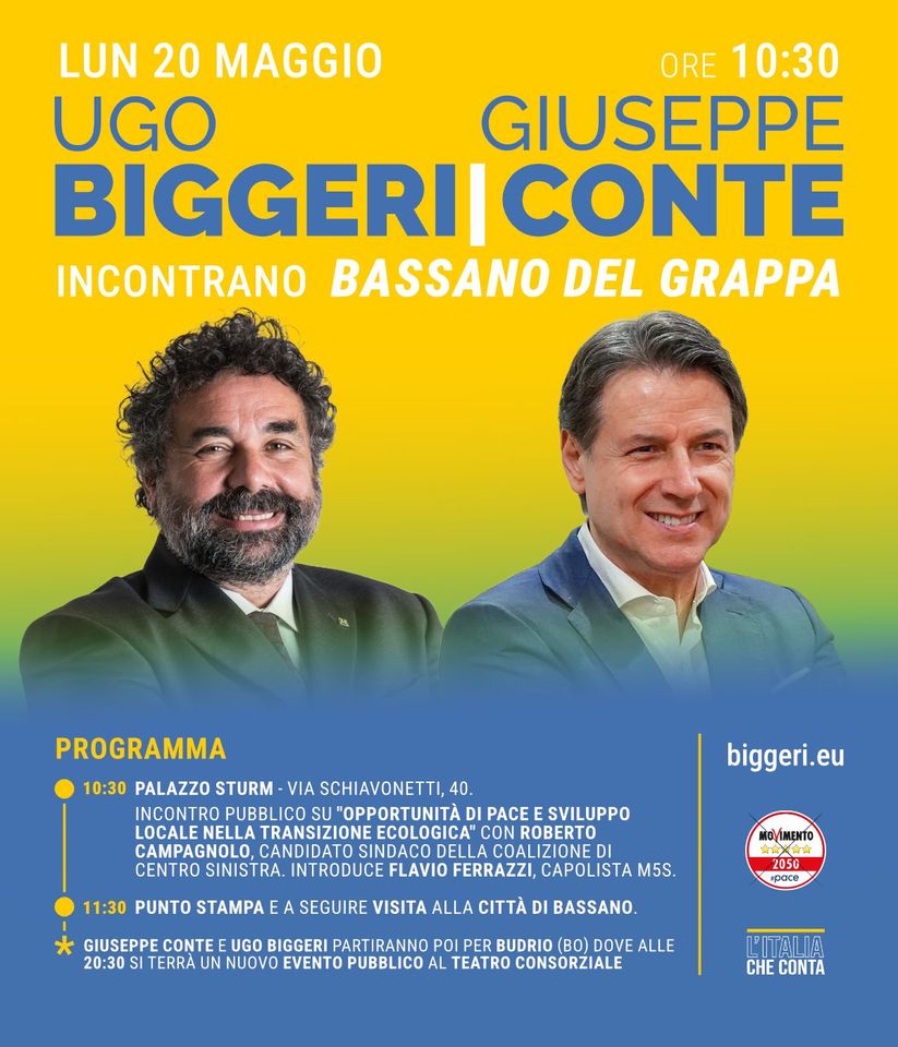 Giuseppe Conte ed Ugo Biggeri incontrano Bassano del Grappa